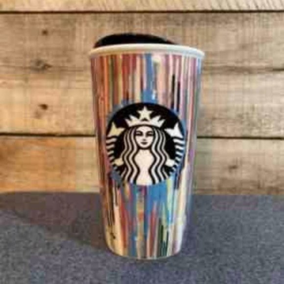 Starbucks | Ceramic Travel Tumbler | Paint Drip - Picture 3 of 10